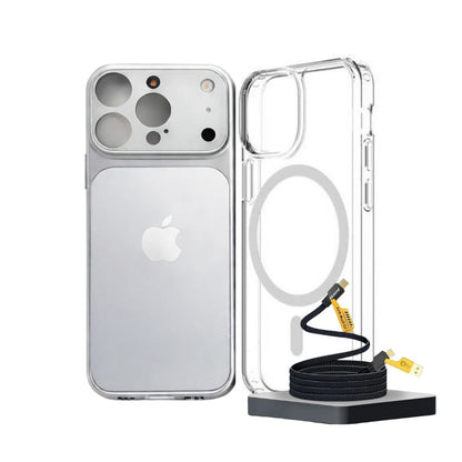 IPhone 17 Pro Max Converter Magnetic Cover with Camera Protection & Shockproof Edges (1 Magsafe Case  + 4 in 1 USB Cable Free)