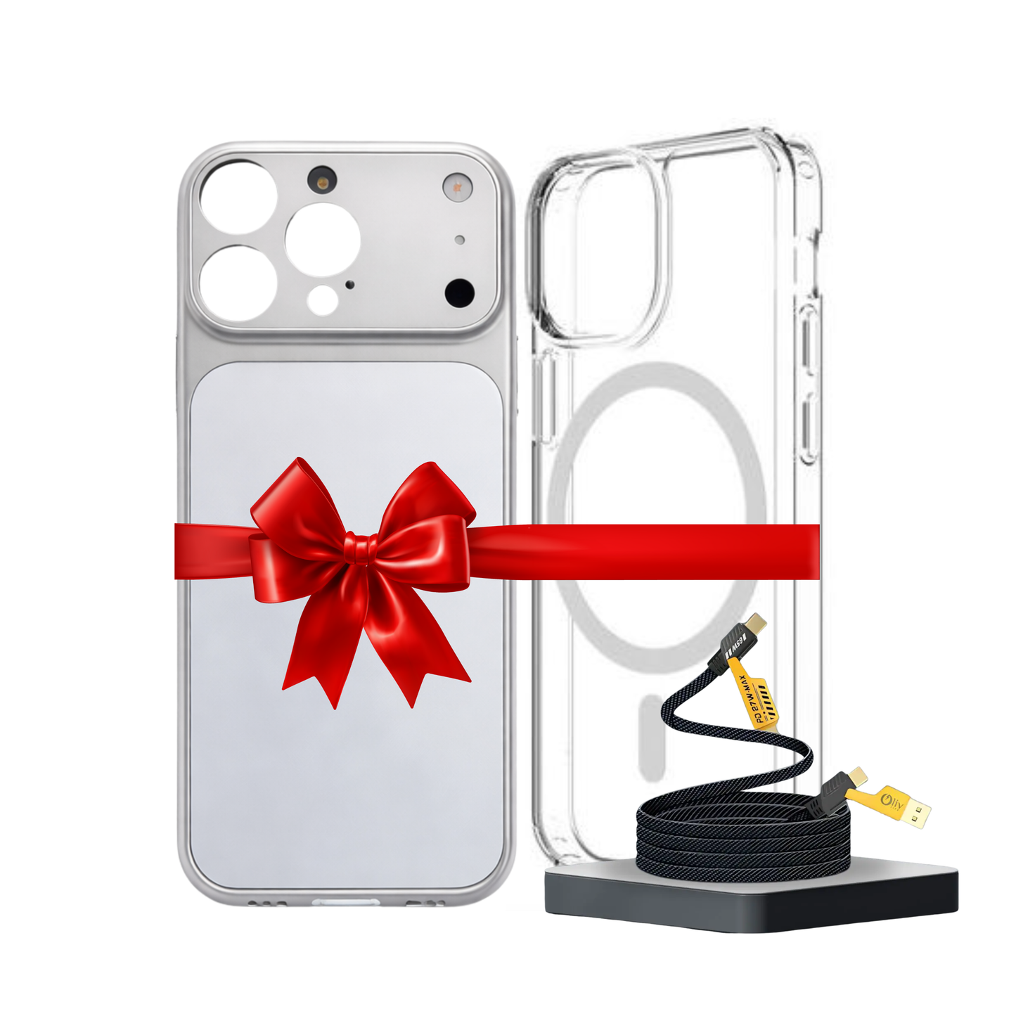 IPhone 17 Pro Max Converter Magnetic Cover with Camera Protection & Shockproof Edges (1 Magsafe Case  + 4 in 1 USB Cable Free)