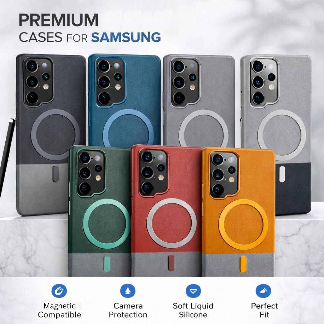 PU Leather Magnetic Border Case for Samsung