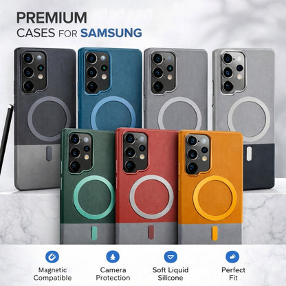 PU Leather Magnetic Border Case for Samsung