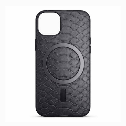 Snake Skin Texture MagSafe Compatible Leather Case for iPhone