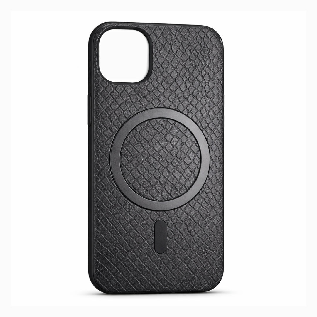 Snake Skin Texture MagSafe Compatible Leather Case for iPhone