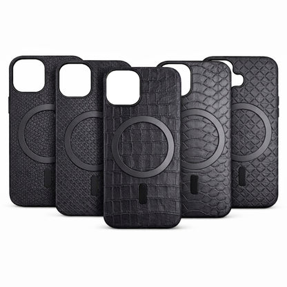 Snake Skin Texture MagSafe Compatible Leather Case for iPhone