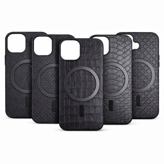 Snake Skin Texture MagSafe Compatible Leather Case for iPhone