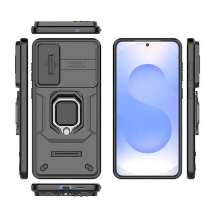 Black Armor Phone Case with Sliding Camera Cover for Samsung