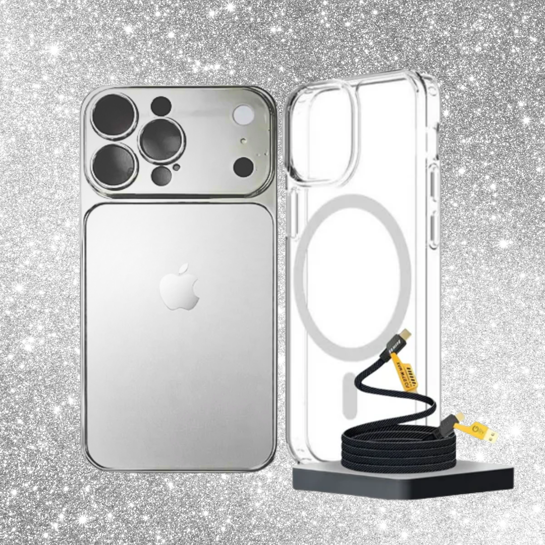 IPhone 17 Pro Max Converter Magnetic Cover with Camera Protection & Shockproof Edges (1 Magsafe Case  + 4 in 1 USB Cable Free)