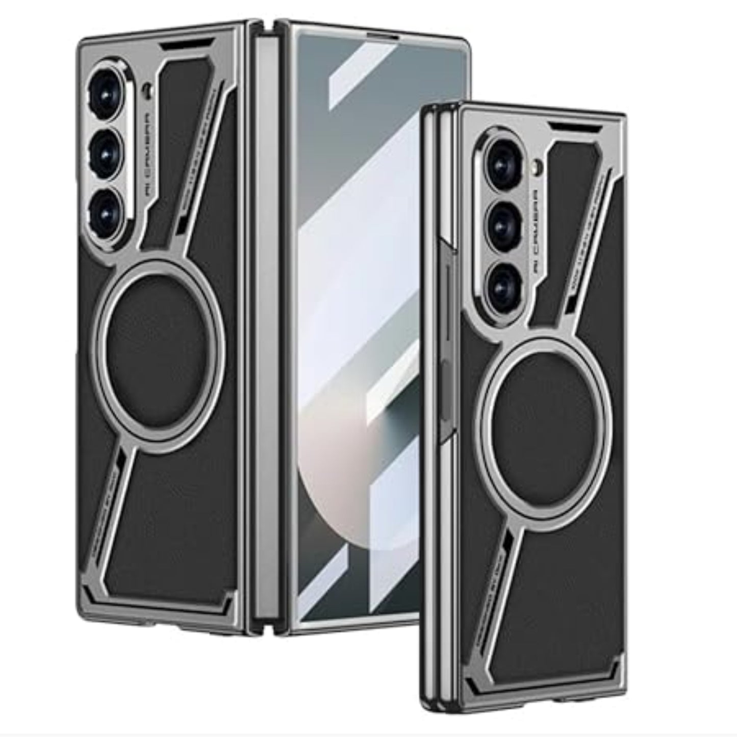 Fortress Elite Pro Metal Back Cover Case for Samsung Galaxy Z Fold 6 – Shockproof Protective Armor (Natural Titanium)