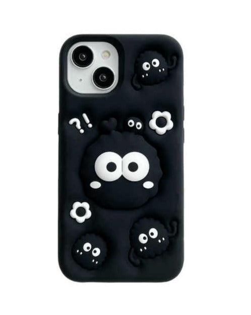 Fashion 3D Silicone Holder Cute Cartoon Coal Black Ball Case For iPhone