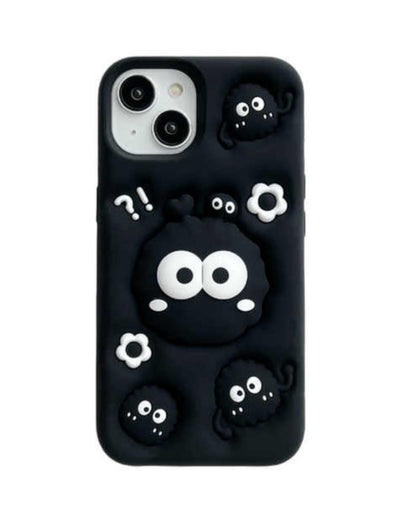 Fashion 3D Silicone Holder Cute Cartoon Coal Black Ball Case For iPhone
