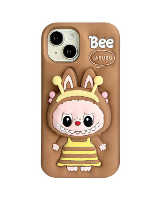 Cute Bee Cartoon Silicone Bracket Luxury Design Phone Case For iPhone