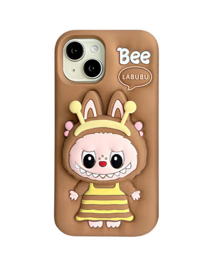 Cute Bee Cartoon Silicone Bracket Luxury Design Phone Case For iPhone