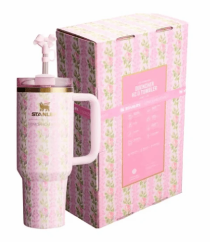 Floral Tumblers With Bow Straw Lid - The Quencher 40 OZ