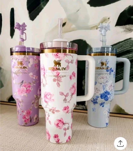 Floral Tumblers With Bow Straw Lid - The Quencher 40 OZ