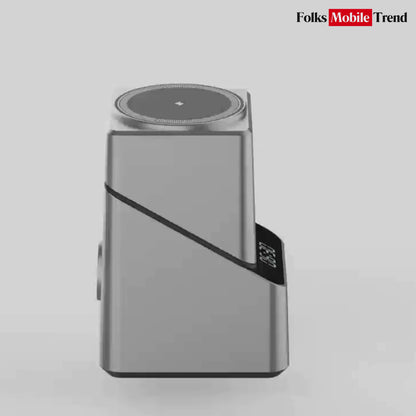 15W 3-in-1 Wireless Charging Station with Smart Rotation | Foldable Cube Phone Charger with LED Clock