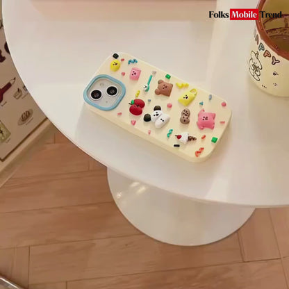 Cute Kawaii Mini Sticker Silicone Protective Case for IPhone