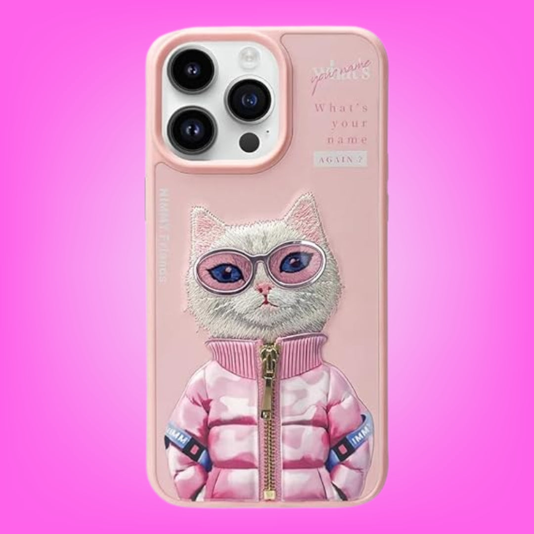 Nimmy 3D Embroidery Designer Back Case for iPhone (Pink, Grey, Black, Brown & Beige)