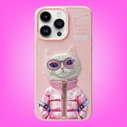 Nimmy 3D Embroidery Designer Back Case for iPhone (Pink, Grey, Black, Brown & Beige)